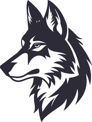 Wolf Head Flat Silhouette Vector Illustration.