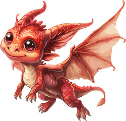 Flying Red Dragon Vector.