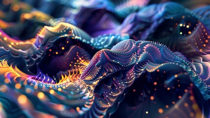 Abstract digital art with vibrant colors and fluid patterns. Perfect for backgrounds and creative designs.