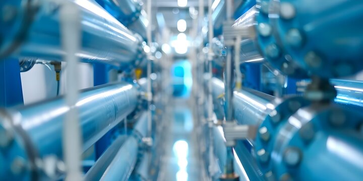 How Desalination Plants Utilize Reverse Osmosis for Water Purification and Treatment. Concept Water Treatment, Desalination Plants, Reverse Osmosis, Purification Process, Sustainable Technology