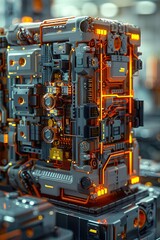 Fototapeta premium Groundbreaking Cobalt-Free Battery Technology with Intricate Internal Mechanisms and Polymer Exterior Accents