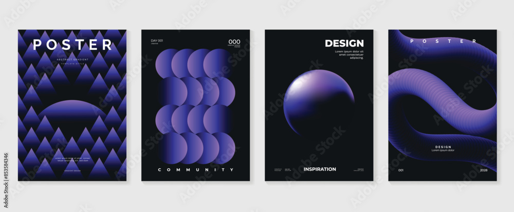 Wall mural modern gradient poster background vector set. minimalist style cover template with vibrant perspecti