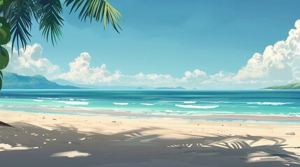 Fototapeta premium Beautiful Empty Tropical Beach with Stunning Sea Landscape
