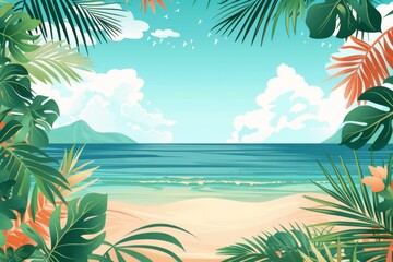 Fototapeta premium Summer Background illustration created with Generative AI