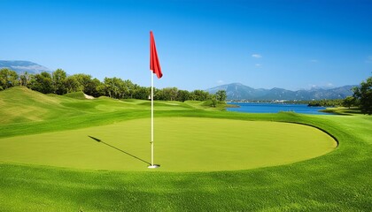 緑のゴルフ場の芝とゴルフボール