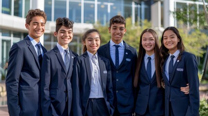 The smiling school students