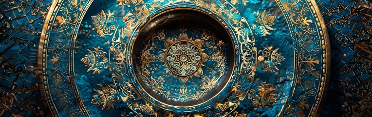 Ornate Islamic Ceramic Plate with Luxurious Detail
