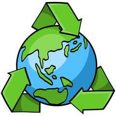 Recycle Arrows Sign and Earth Illustration