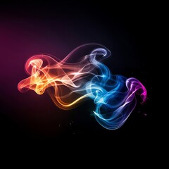 Fototapeta premium Abstract colorful smoke design on black background