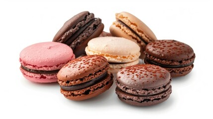 Fototapeta premium Macarons on a macaron board on a transparent white background.