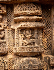 carvings in ancient Surya Temple Konark, Odisha, India