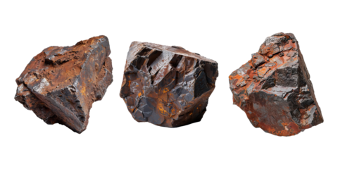 Set of iron ore, isolated on transparent white background