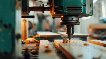 Close-up of a working drilling machine