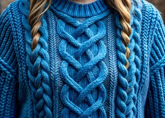 Aran Sweater With Traditional Celtic Knotting, A Classic Irish Hand-Knitted Wool Sweater