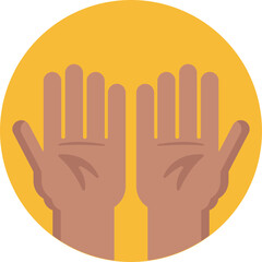 This icon features two hands pressed together in a traditional prayer gesture, symbolizing devotion, reflection, and spiritual connection.