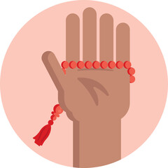 The rosary icon depicts a series of beads arranged in a loop with a crucifix, symbolizing the Catholic practice of praying the rosary.