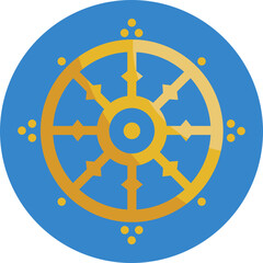 Obraz premium The Dharma Wheel, symbolizing Buddha's teachings and the path to enlightenment.