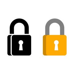 Set vintage padlock key icon flat vector design