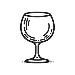 A glass with a stem is drawn in black. The glass is half full and has a smiley face on it