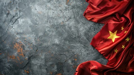 Obraz premium photograph of Chinese national flag on grey background --ar 16:9 Job ID: 1bc8fc47-1084-4b42-b592-2ca0959746b0