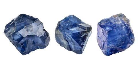 Fototapeta premium Set of raw sapphire, isolated on transparent white background