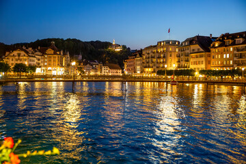 Old town of Lucerne and Gutsch castle in Switzerland
