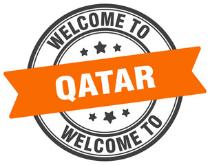 Obraz premium Welcome to Qatar stamp. Qatar round sign
