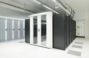 Modern server room of data center