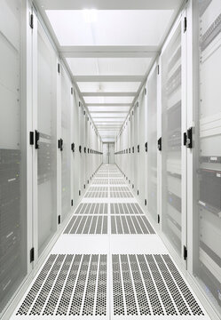 White modern server room at data center