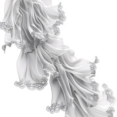 Lace fabric dancing in the air, realistic, intricate details, isolated on white background transparent background