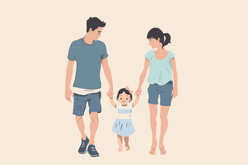 Young Family with Baby Girl Holding Hands, Expressing Love and Care in Heartwarming Adoption and Parenthood Scene