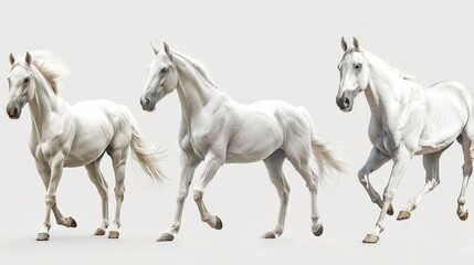 Obraz na płótnie Canvas Three Majestic White Horses, Generative AI
