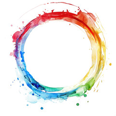 Obraz premium rainbow colored watercolor stain ring isolated