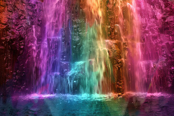 Generative ai on theme of beautiful majestic waterfall in natural nature, national park attraction