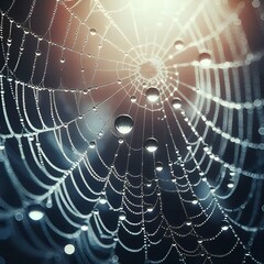 Fototapeta premium spider web with dew drops