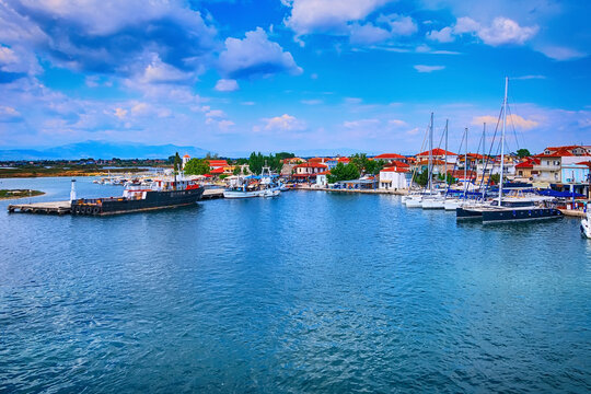 Keramoti, Greece port view, ferry boat to Thassos