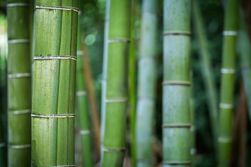 Fototapeta premium Detailed view of lush green bamboo stalks emphasizing their exquisite texture and natural allure