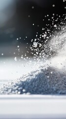 Black and white photo of a snow avalanche in motion.