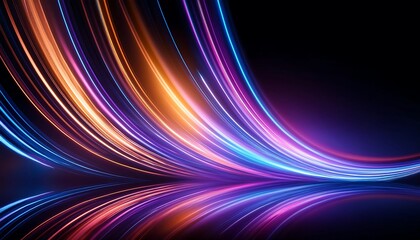 Abstract futuristic background. orange, Blue and pink motion blur lines set against a black