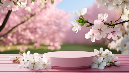 Background podium 3D spring flower product beauty pink display nature