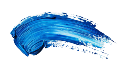 Blue stroke of paint brush on white background
