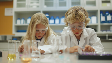 Young Students Conducting Science Experiments in Classroom