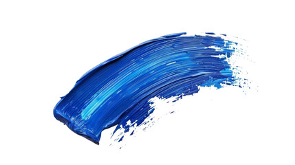 Blue stroke of paint brush on white background