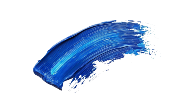 Blue stroke of paint brush on white background