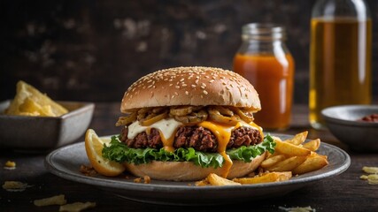 Gourmet Cheeseburger with Fries