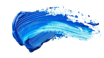 Blue stroke of paint brush on white background