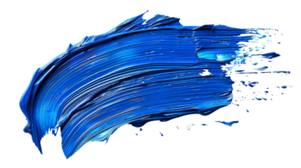 Blue stroke of paint brush on white background
