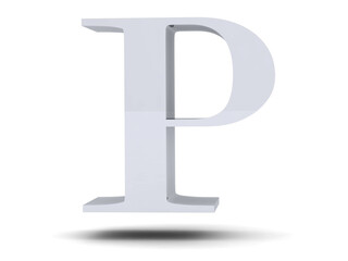 Silver 3D font on white background. 3d rendering