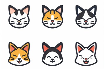 Cat flat icon, minimal kitten symbol, kitty sign isolated, pet pictogram, cat set on white