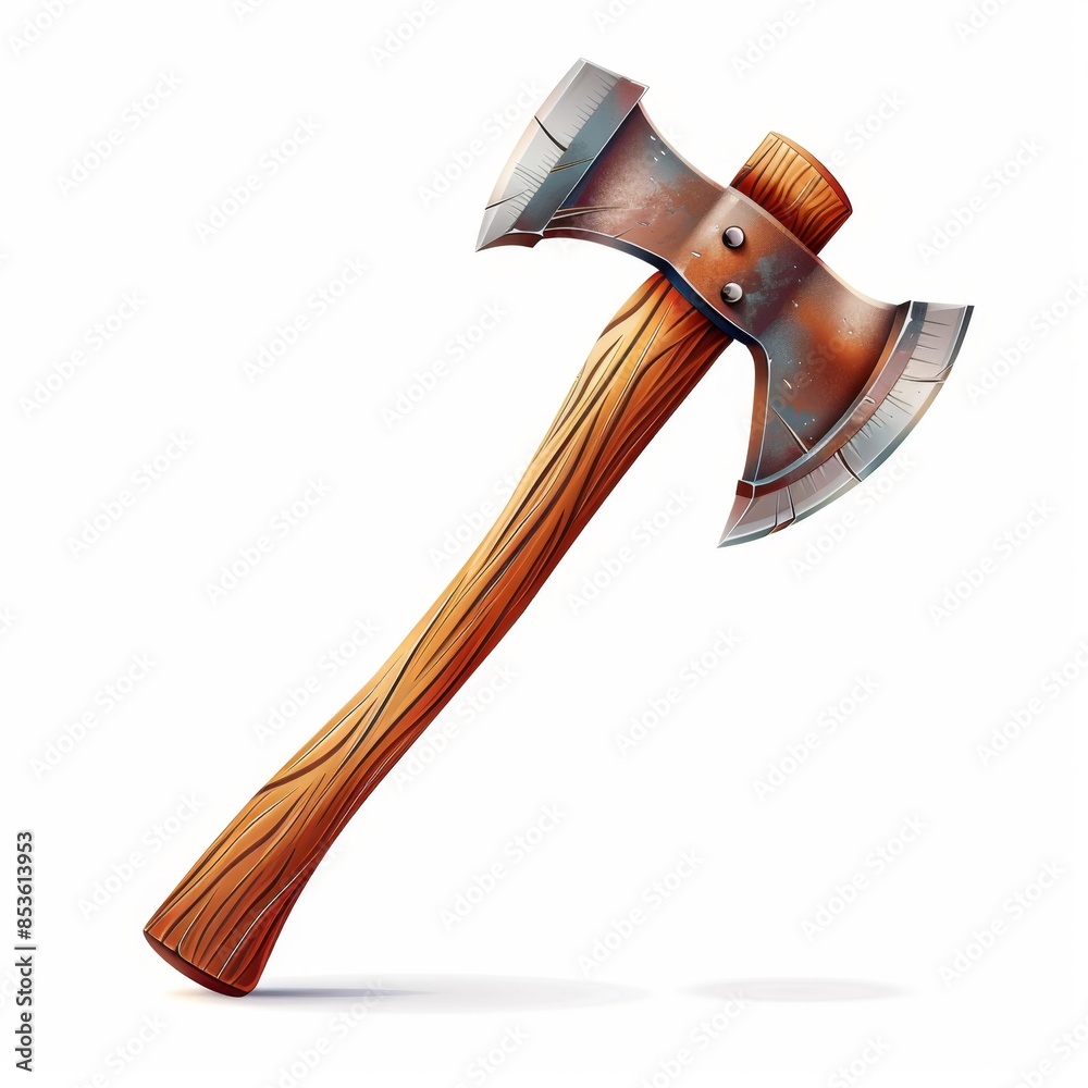 Poster Axe icon, ax symbol, 3d realistic hatchet sign, cleaver emblem, woodcutter equipment, tomahawk pictogram